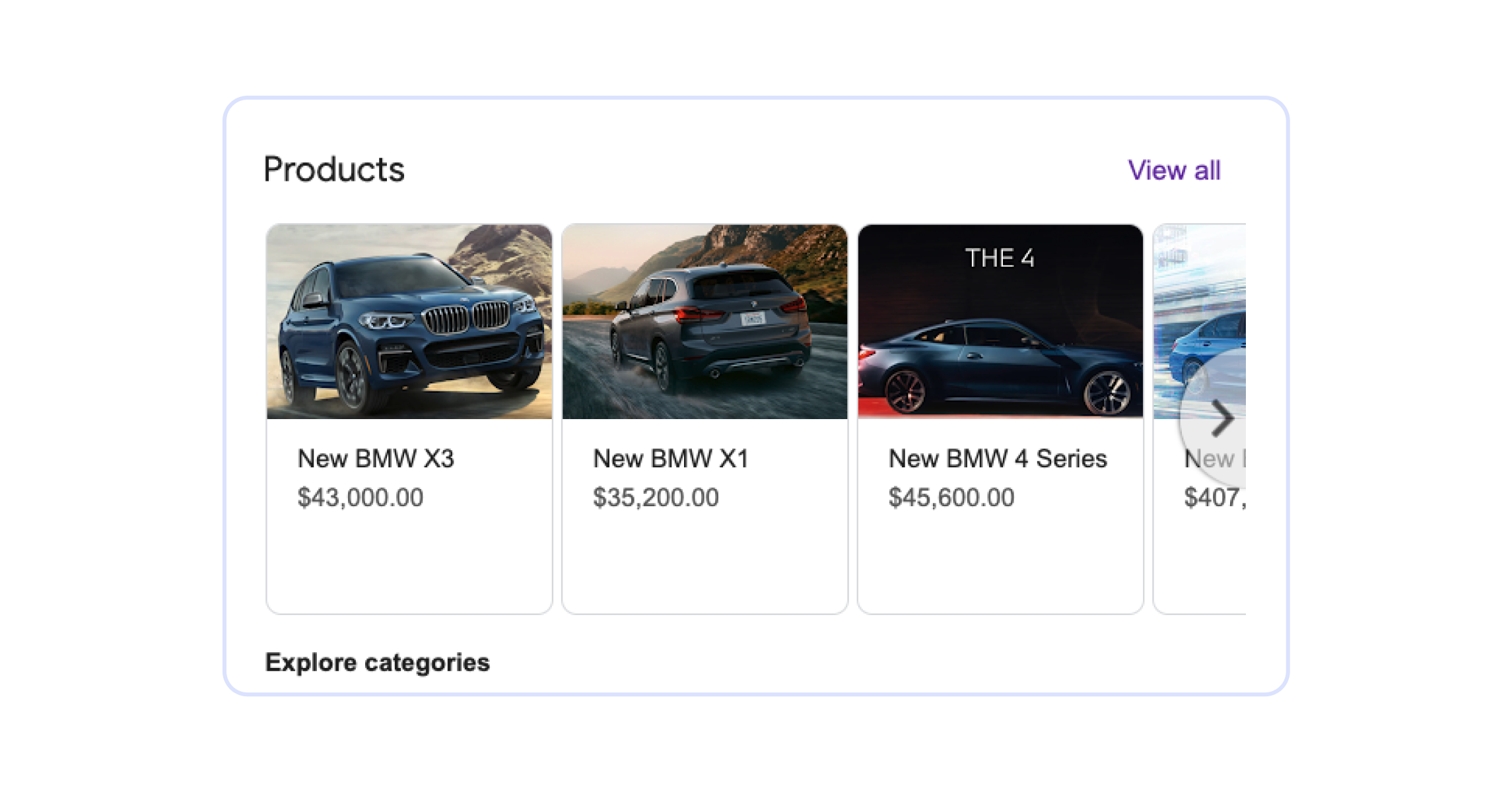 sekcja produktu w profilu gbp